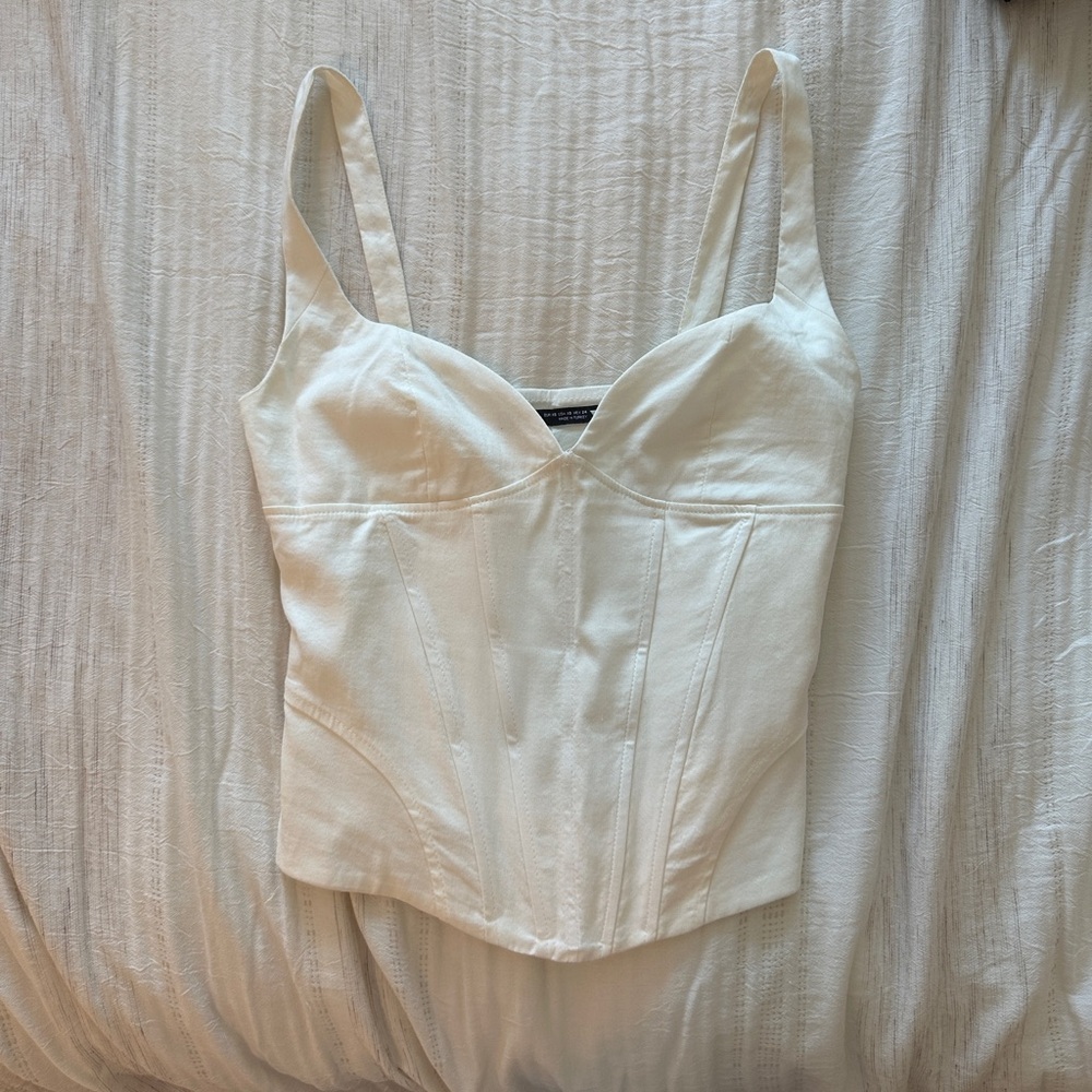 Zara White Corset Bustier Top